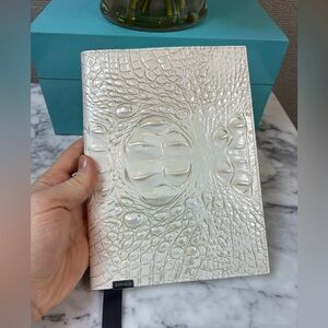 Brahmin Coconut Milk Melbourne Croc Embossed Leather Journal Notebook - NWT